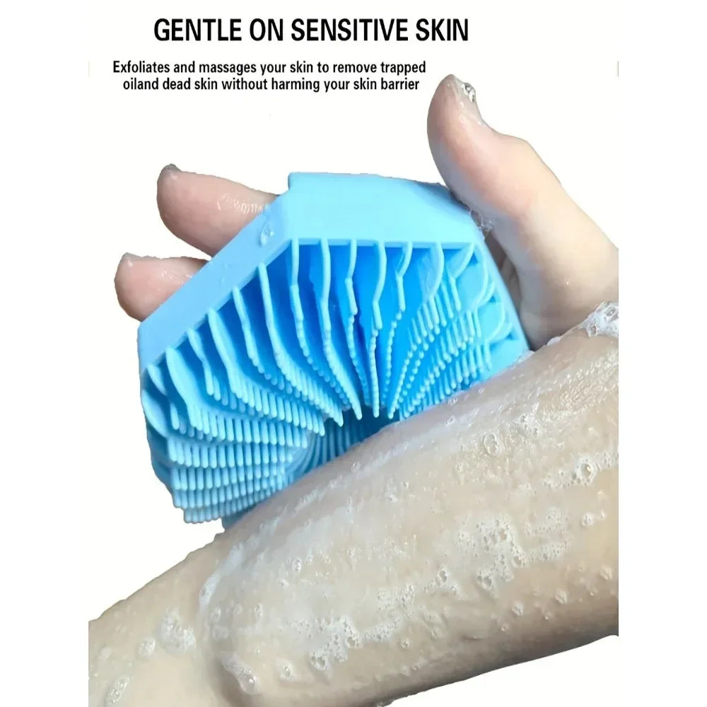 Silicone Body Brush for Showering Foam Shower Exfoliating Bath Massage Brushes Polygonal Handheld Body Scrubber Skin Cleaning