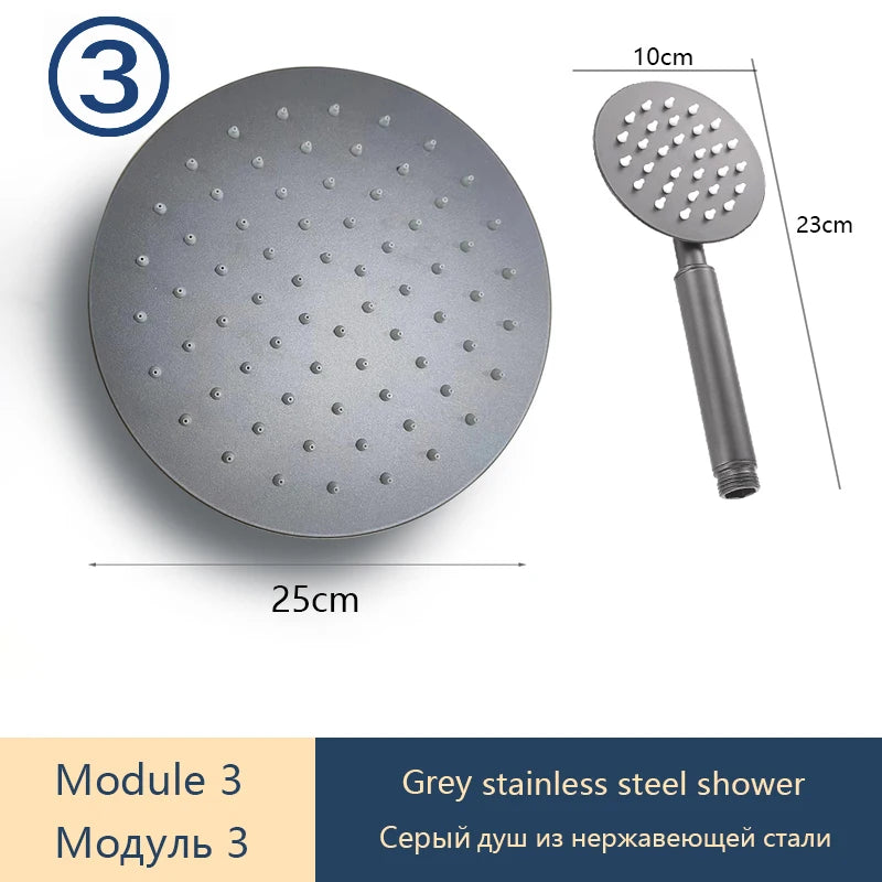 DIY Shower Set Bathroom Shower System Wall Mounted Bathtub Shower Faucet Gray Black Golden White Digital LED Temperature Shower