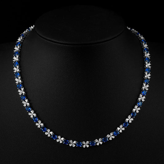 Wong Rain 925 Sterling Silver 4*5MM Sapphire Ruby High Carbon Diamond Gemstone Sparkling Necklace Fine Jewelry Anniversary Gifts