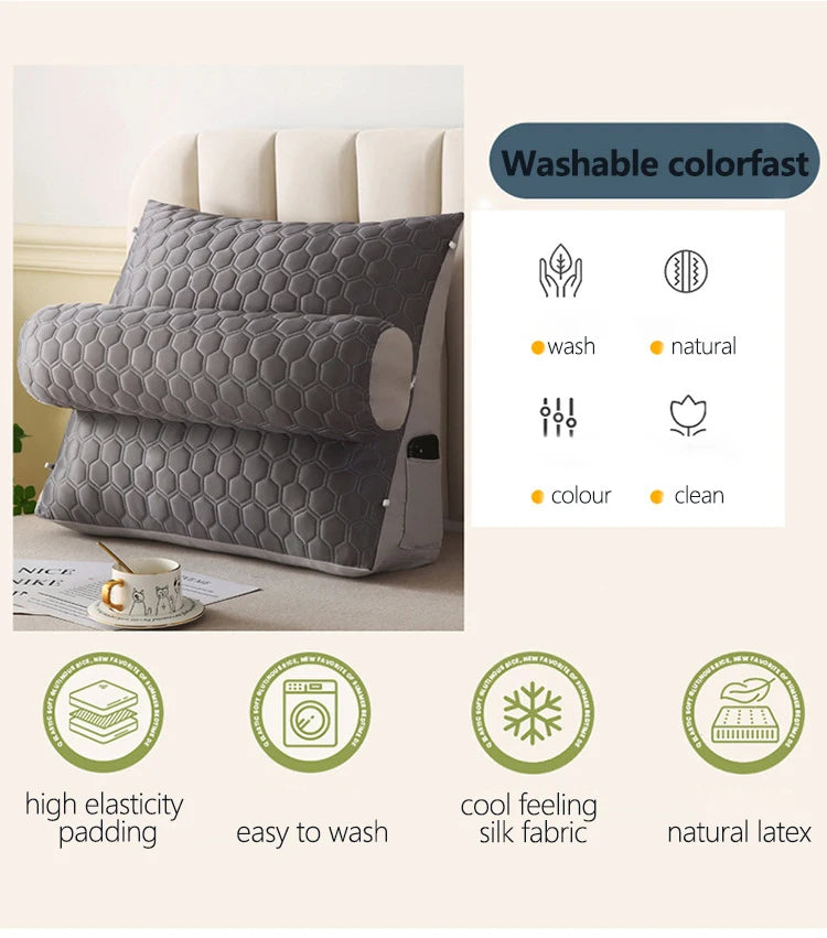 Triangle Reading Pillow Big Wedge Adult Backrest Cooling Latex Cushion Decorative Pillows for Bed Decor Cushion for Sofa