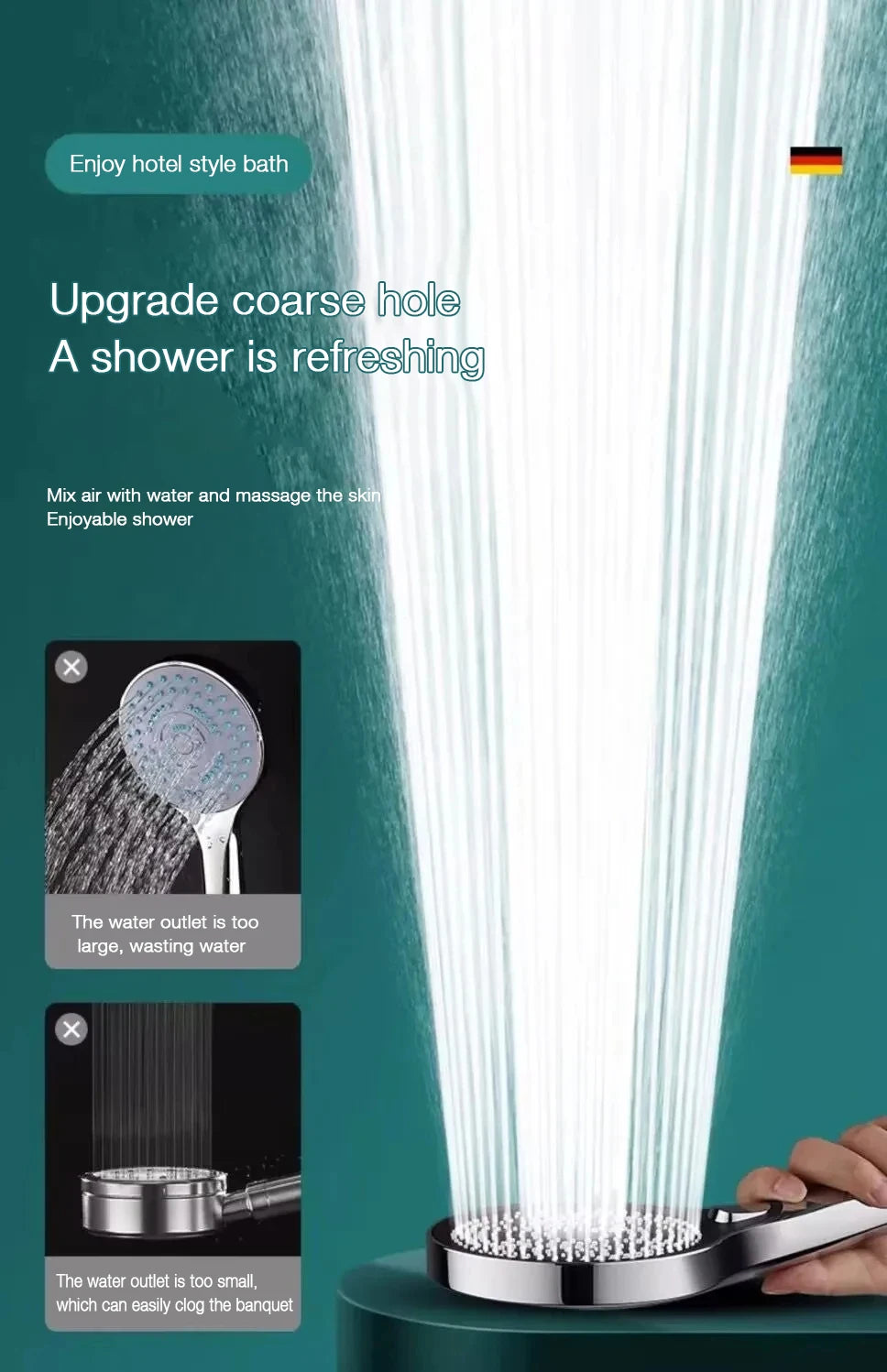 13cm Large Panel Nozzle 3 Modes Shower Shower Head High Pressure Water Massage Shower Head With Filter Element Sets