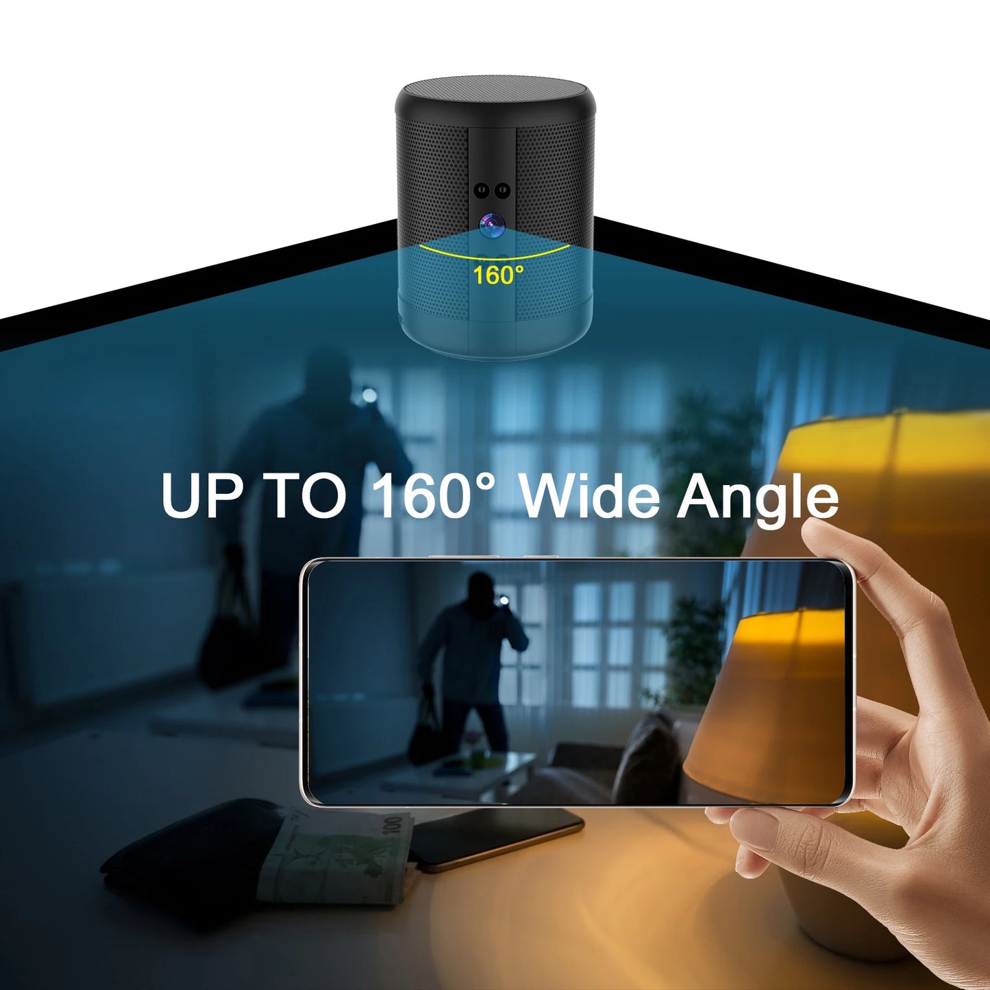 4K HD Mini Home Security Surveillance Camera WiFi Bluetooth Speaker Two-Way Remote Intercom Night Vision Battery Operated