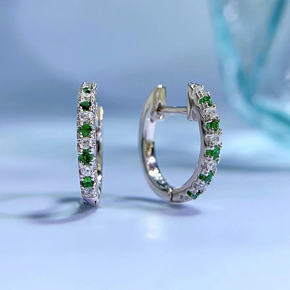 Wong Rain 925 Sterling Silver Sapphire Emerald Ruby High Carbon Diamond Gemstone Hoop Earrings Wedding Fine Jewelry Wholesale