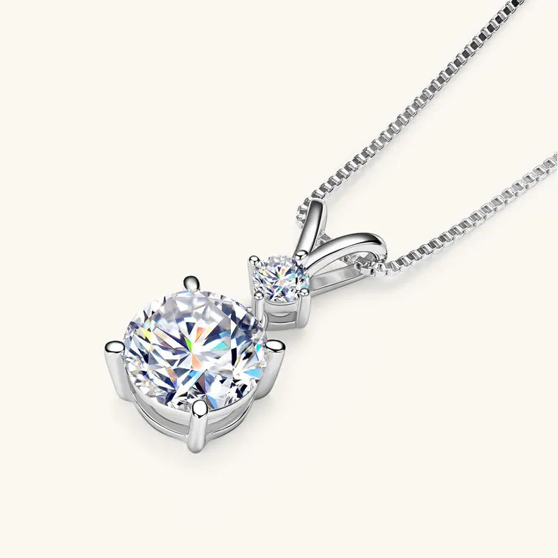 IOGOU 6.5mm/8mm/9mm D VVS1 All Moissanite Diamond Round Pendant Necklace for Women Engagement Luxury Sterling Silver 925 Jewelry