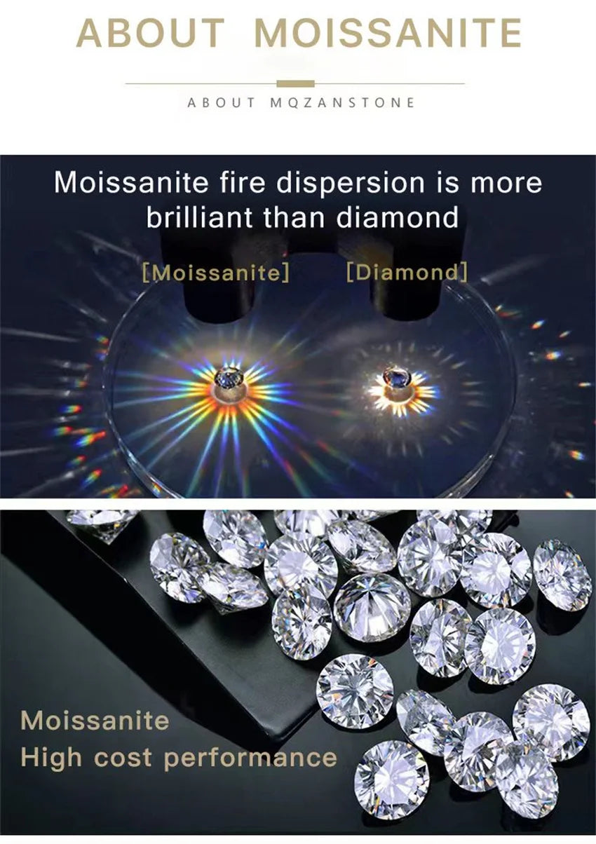 Tbestone Real Moissanite Diamond Ring D Color 1 CT925 Sterling Silver Fully Set Gemstones Beautiful Wedding Gift for Women