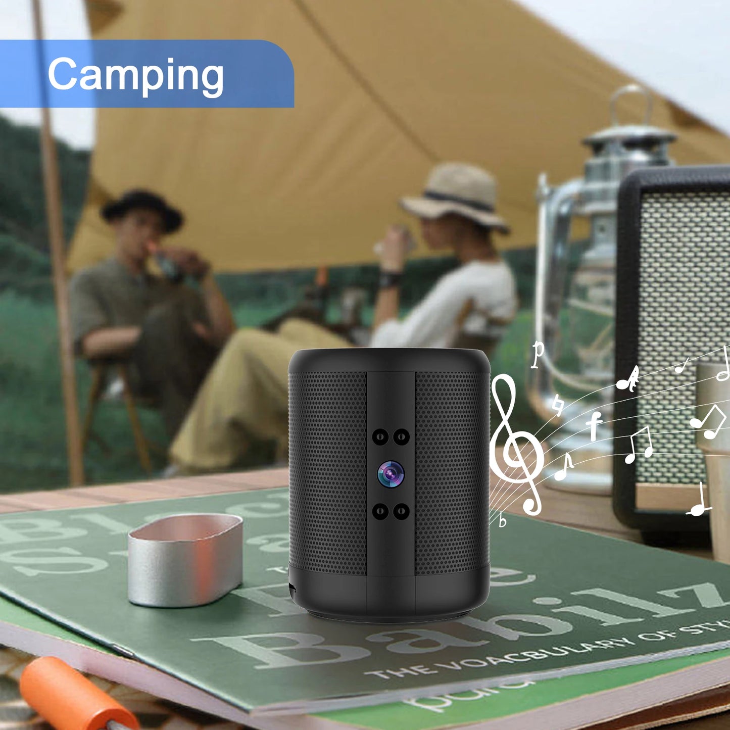 4K HD Mini Home Security Surveillance Camera WiFi Bluetooth Speaker Two-Way Remote Intercom Night Vision Battery Operated