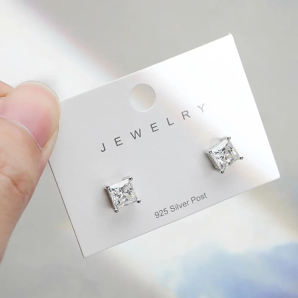 2Carat Princess Cut Moissanite Stud Earrings for Women Men 925 Sterling Silver Square Lab Diamond Classic Ear Studs Jewelry Gift