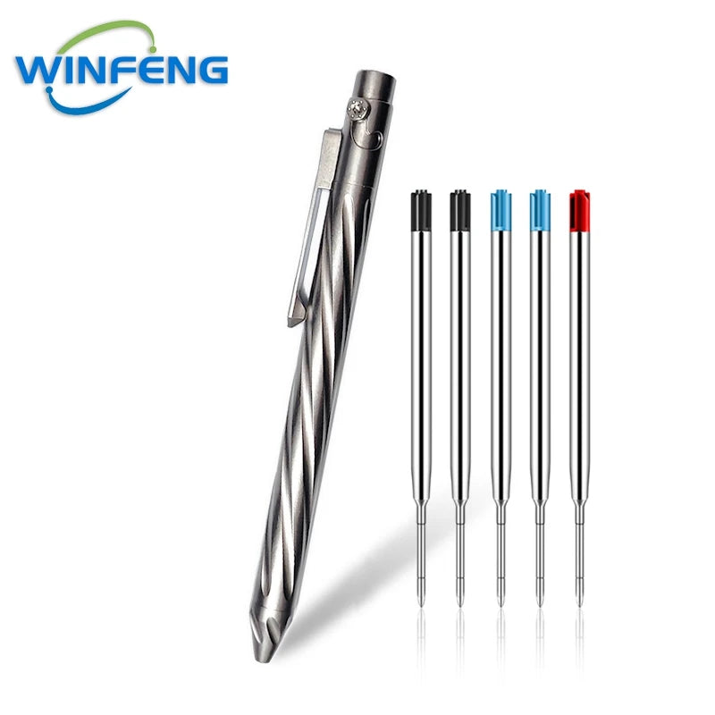 Bolt Action Titanium Alloy Tactical Pen Business Signature Pen Student Stationery Emergency Glass Breaker Self Defense Supplies
