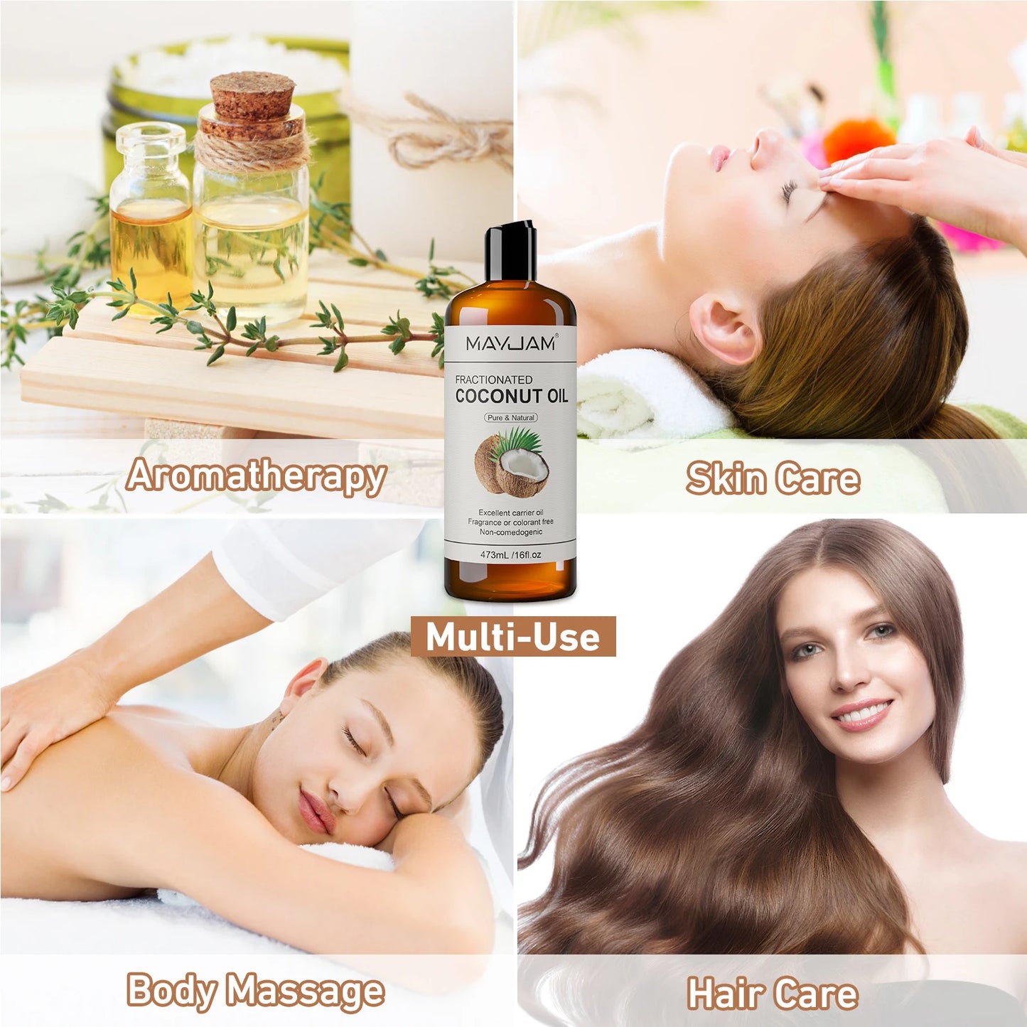 MAYJAM Jojoba Grapeseed Castor Vegetable Glycerin Fractionated Coconut Oil Moisturizing Face Hair Skin Natural Base Carrier Oil