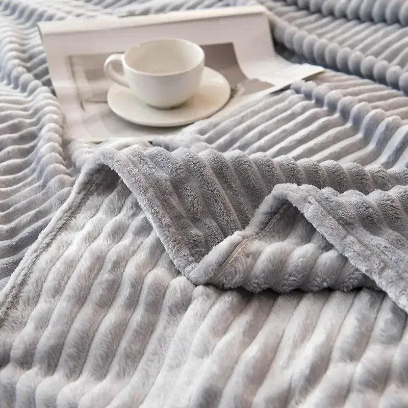 Fleece Bedspread Bed Covers Sofa Blanket Throw Blankets Plush Solid Color Soft Plaid