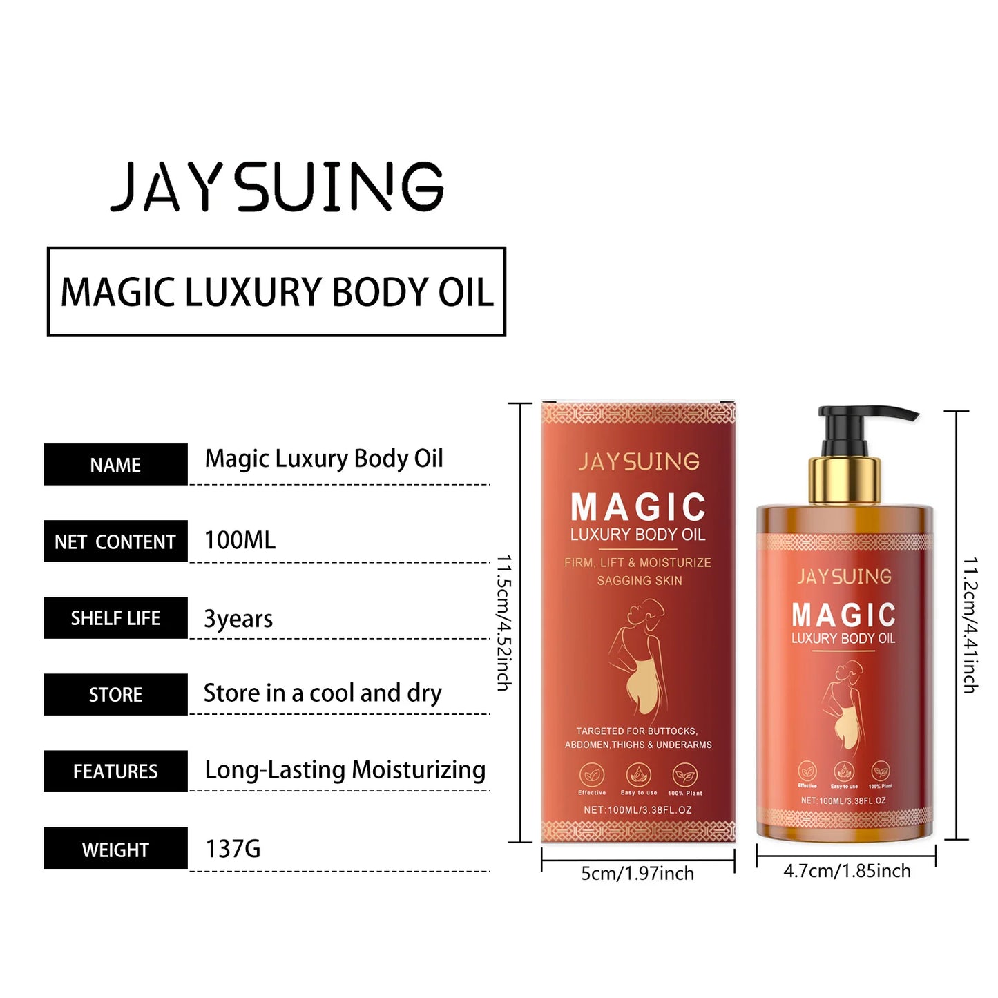 Magic Body Firming Oil Skin Tightening Anti-Aging Refreshing Abdomen Thigh Improve Elasticity Hydrate Anti Cellulite Massage Oil
