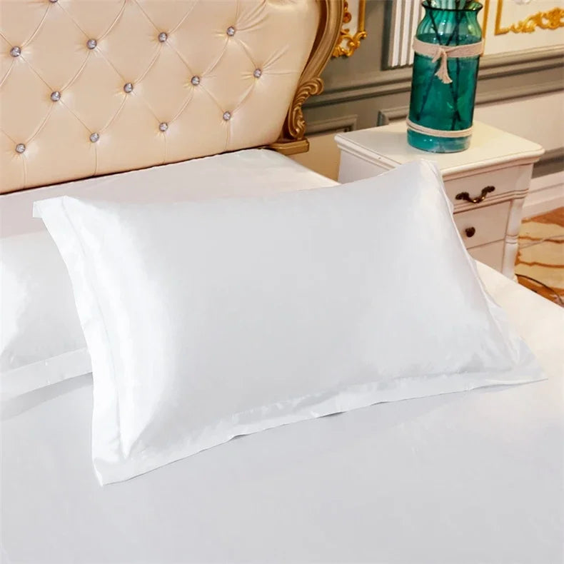 Luxury Silky Smooth Satin Pillowcase Solid Color Envelope Pillow Case Bedding Bedroom Sleep Pillowcover 48x74