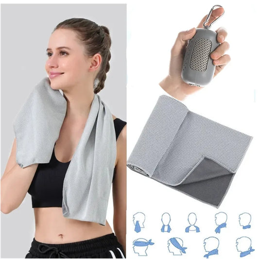 Cool Towel Portable Mini Silica Gel Set Cold Towel Polyester Fiber Outdoor Cooling Towel Fitness sports gym Running quick Dry