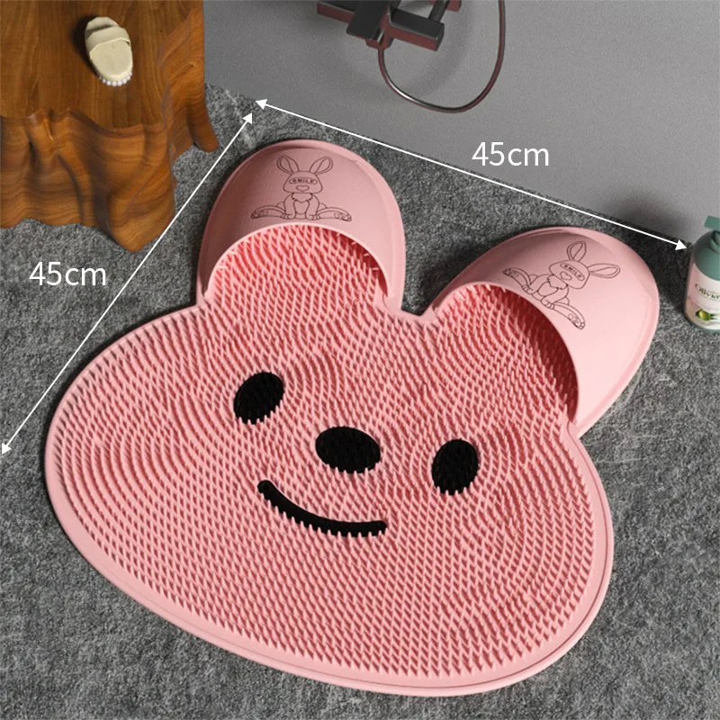 HQ Exfoliating Shower Massage Scraper Bathroom Non-slip Bath Mat Back Massage Brush Silicone Shower Foot Massager Bathing Tool