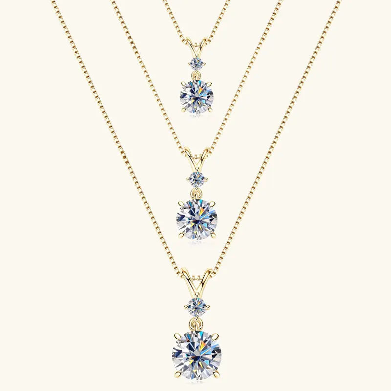 IOGOU 6.5mm/8mm/9mm D VVS1 All Moissanite Diamond Round Pendant Necklace for Women Engagement Luxury Sterling Silver 925 Jewelry