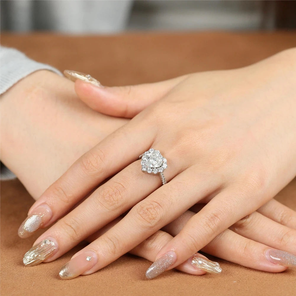 Wong Rain 925 Sterling Silver 3EX VVS1 D Color Heart Cut 2 CT Real Moissanite Diamonds Gems Rings Fine Jewelry Engagement Gifts