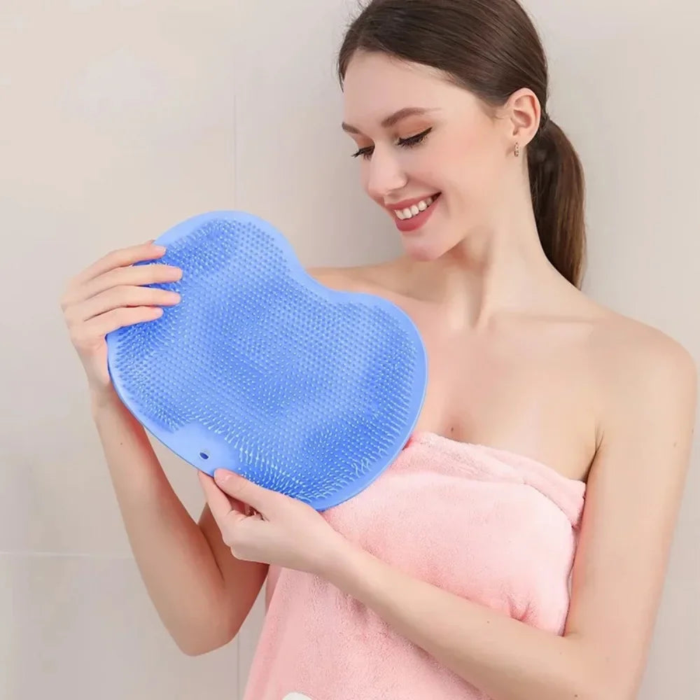 Silicone Rub Back Brush Bathroom Non-slip Wash Foot Pad Massage Shower Mat with Sucker Bath Massage Foot Exfoliating Brush Pad