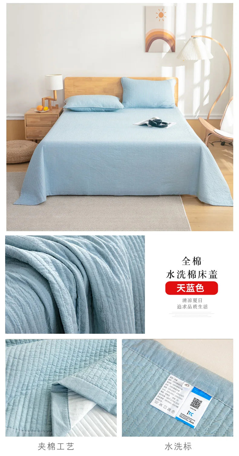 2024 new Class A cotton washed cotton antibacterial padded cotton bed cover thickened sheets breathable and comfortable