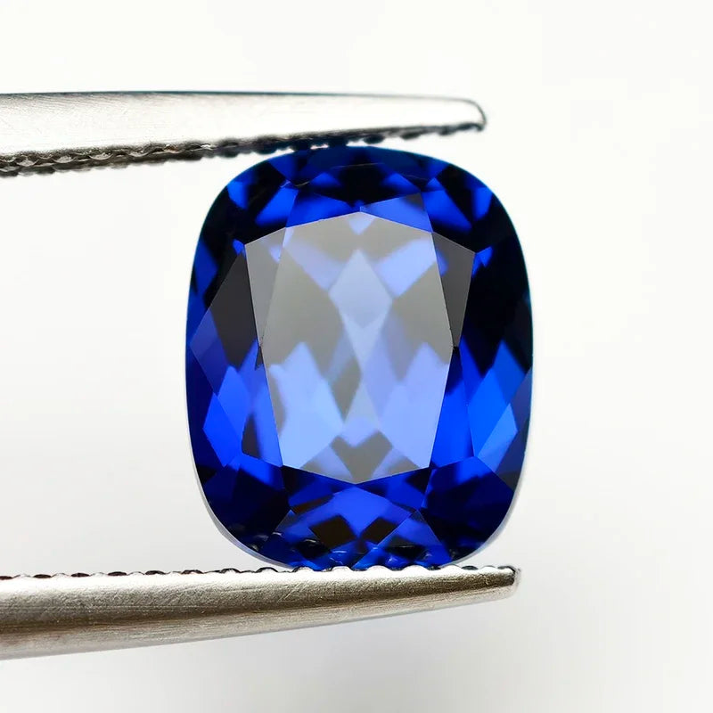 Zaffiro Royal Blue Lab Grown Taglio Cuscino Allungato Certificato