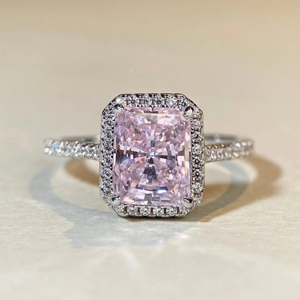 Wong Rain 925 Sterling Silver Radiant Cut 7*9MM Lab Sapphire Emerald Citrine Gems Wedding Engagement Ring for Women Fine Jewelry