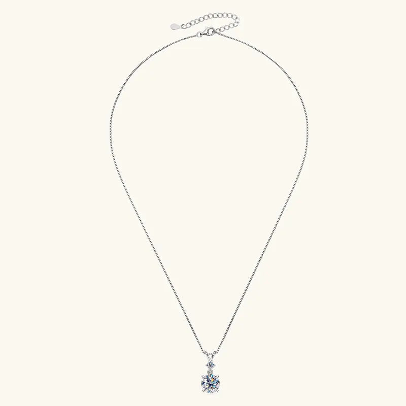 IOGOU 6.5mm/8mm/9mm D VVS1 All Moissanite Diamond Round Pendant Necklace for Women Engagement Luxury Sterling Silver 925 Jewelry