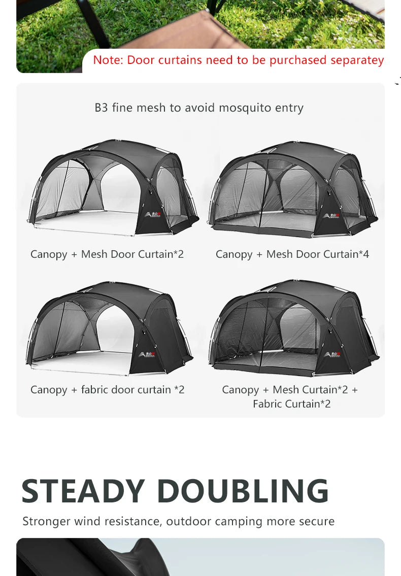 BISINNA Outdoor Camping Dome Tent Luxury Large Round Canopy Silver-coated Garden Awning Family Picnic Pergola Tent