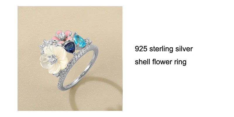 LAYA Earrings For Women White Shell Flower Shining Zircon Handmade Enamel Engagement Romantic Wedding Trendy Party Fine Jewelry
