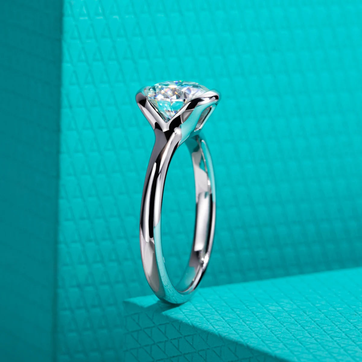 AnuJewel 2ct D Color Moissanite Engagement Ring 925 Sterling Silver Half Bezel Setting Solitaire Promise Rings for Women Gifts