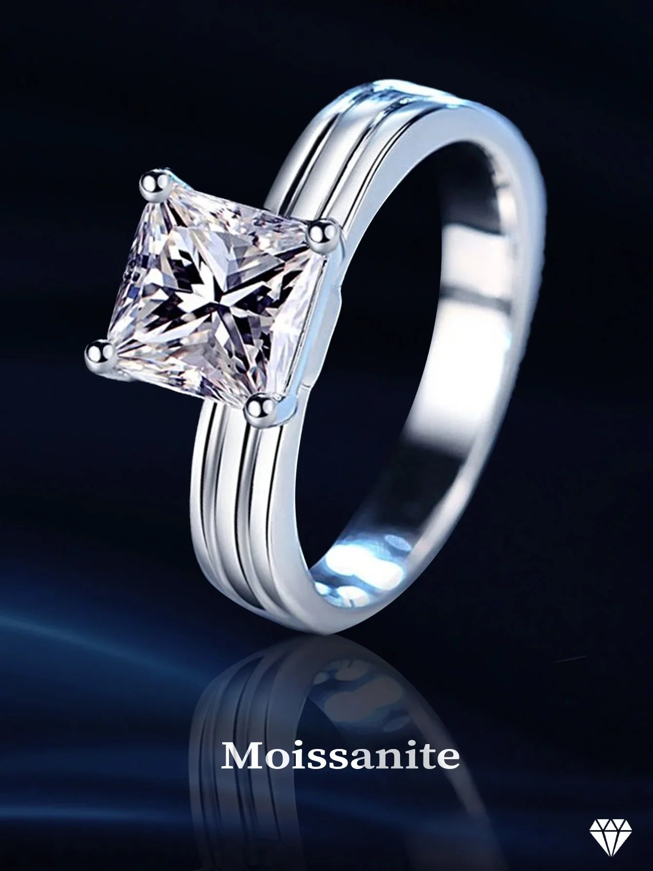 925 Sterling Silver Rings Princess Cut Rings with Gra Certificate Excellent Cut Moissanite Diamond Ring New 2024