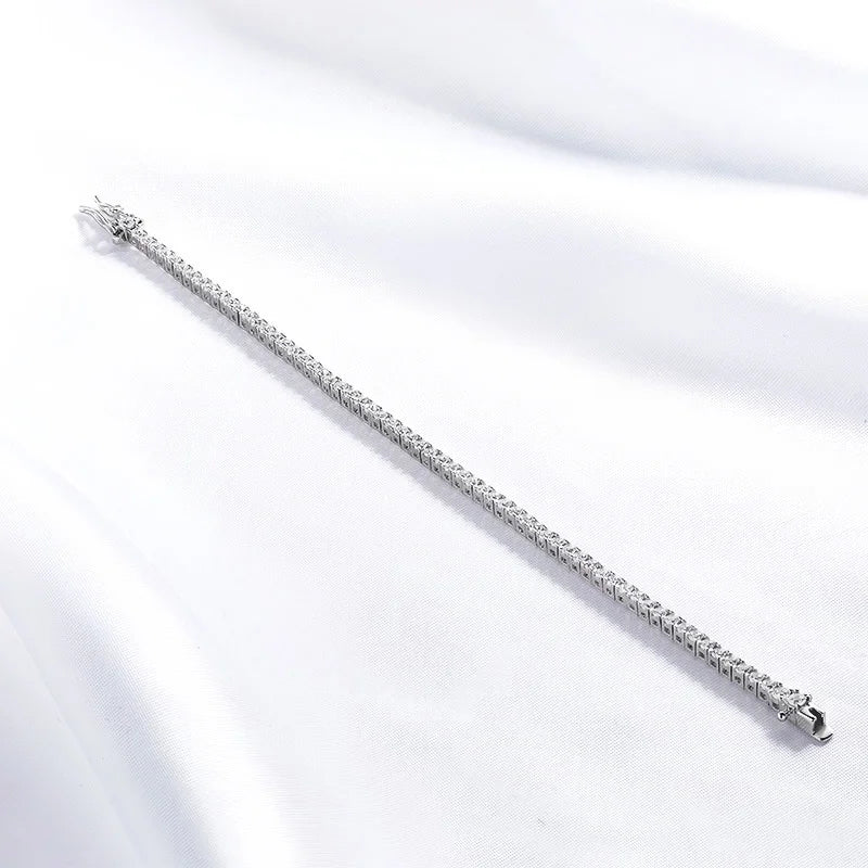 Smyoue 2MM D Color 100% Real Moissanite Tennis Bracelet for Women Lab Diamond Original Silver 925 Jewelry Hip Hop Party Chain