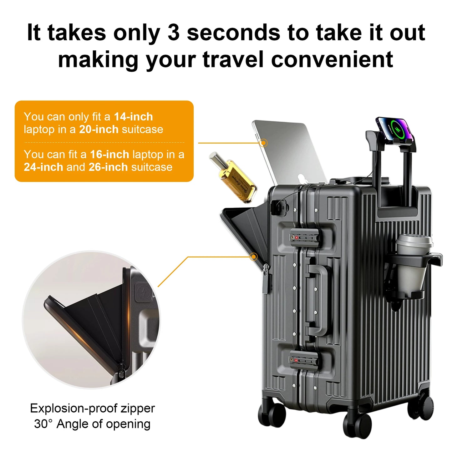 AIWEINY 2025Hard Shell Luggage 20 Inch Travel Luggage, Carry-On Luggage Spinner TSA with Lid, PC+ABS Aluminum Frame 20'' - 26''