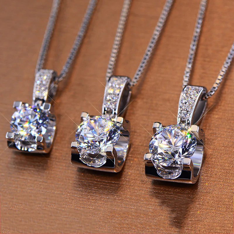 Solitaire 3ct Lab Moissanite Diamond Pendant Real 925 Sterling Silver Charm Party Wedding Pendants Necklace For Women Jewelry