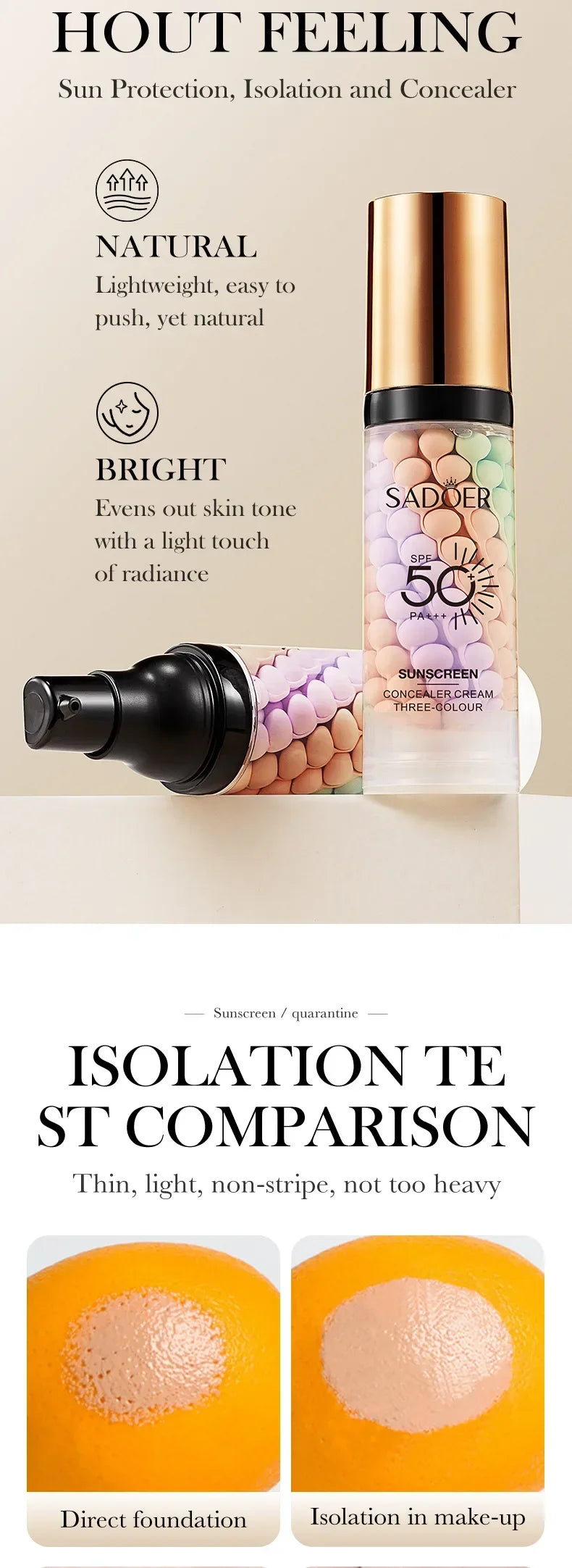 40ml Isolation Cream Face Primer Moisturizing Invisible Pores Facial Brighten Foundation Correcting Skin Tone Cosmetics Makeup