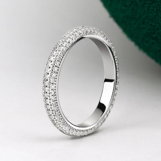 Full Eternity Moissanite Ring for Women Men Diamond Wedding Band Engagement Anniversary Gift in S925 Sterling Silver