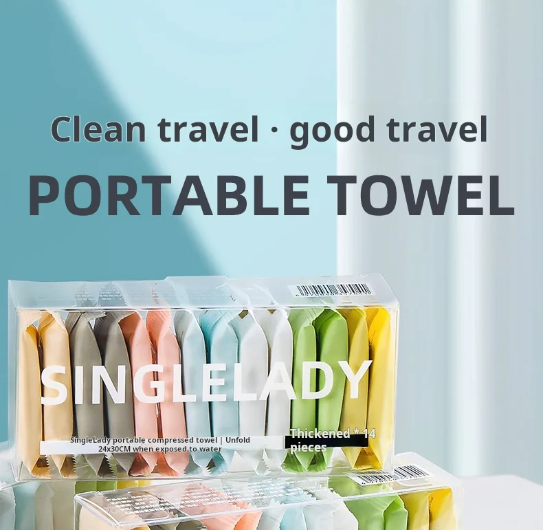 14pcs/box Disposable Washcloth Portable Travel Towel Thickened Compressed Face Cleansing Beauty Square Towel