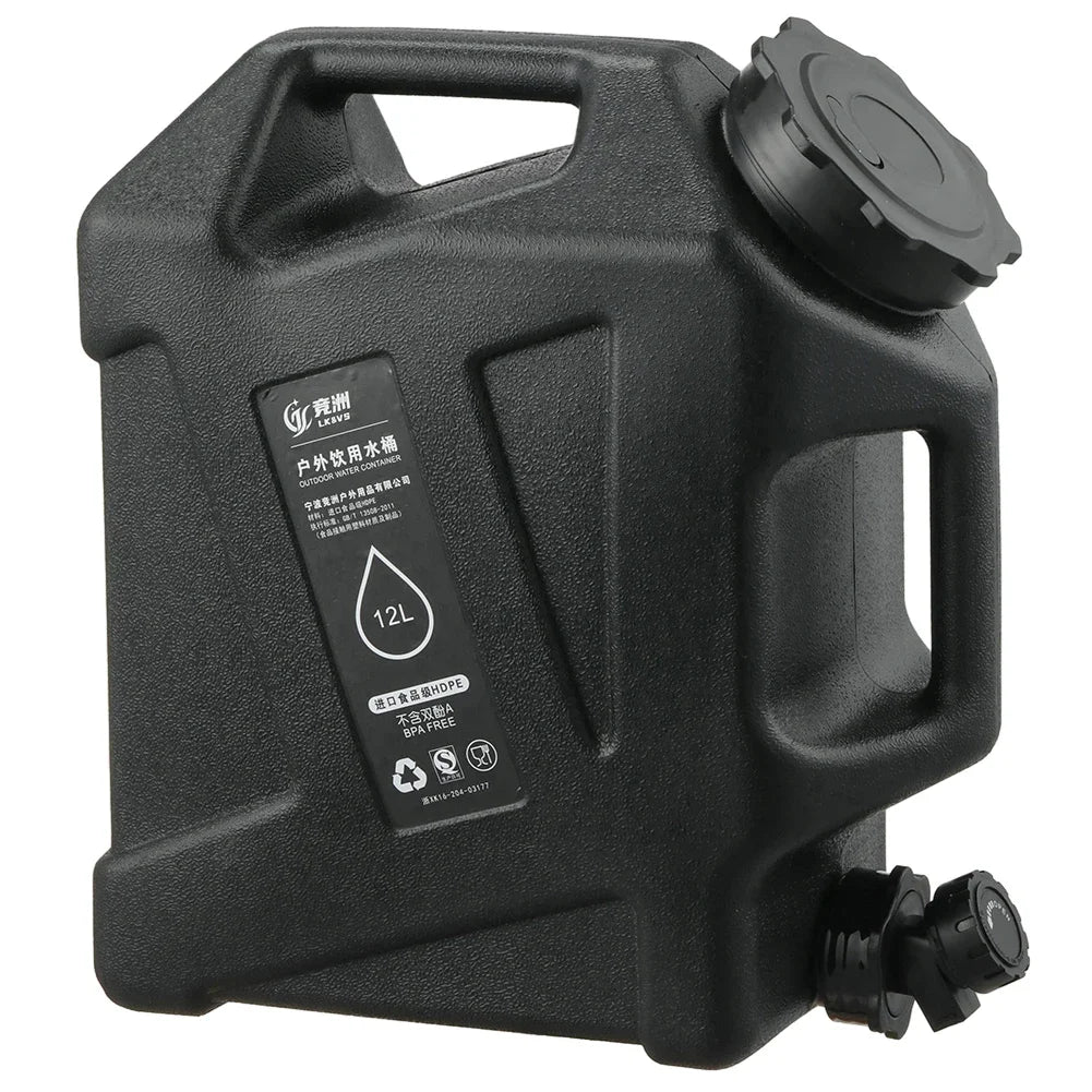 12L Camping Water Container Outdoor Water Bucket Large Capacity Portable Water Bag Detachable Faucet Picnic Drive Water Tank
