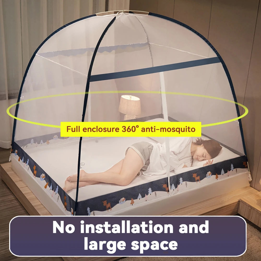 Simple Yurt Mosquito Net Portable Camping Tent Single Double Bed Canopy For Adult Foldable Bunk Mesh Net Breathable Mosquito Net