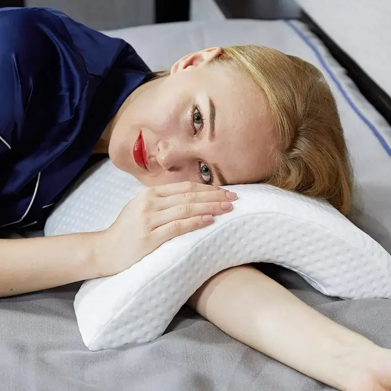 U-Shaped Curved Orthopedic Foam Hand Pillow Head Guard Cervical Spine Pillow Core Memory Cotton Pillow Clamping Leg Design