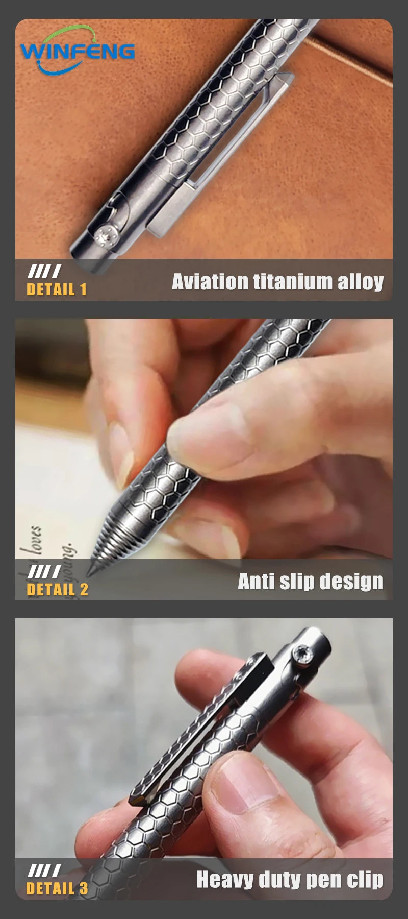 Bolt Action Titanium Alloy Tactical Pen Business Signature Pen Student Stationery Emergency Glass Breaker Self Defense Supplies