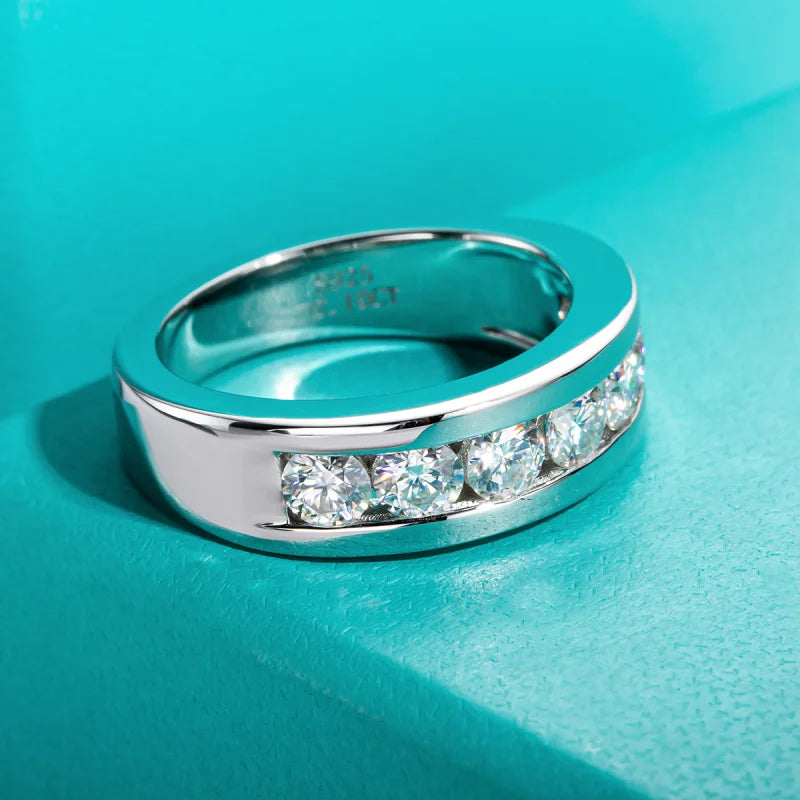 AnuJewel 4mm Moissanite Wedding Band 925 Sterling Silver Lab Created Diamond Band Ring Men Women Ring Customized Jewelry