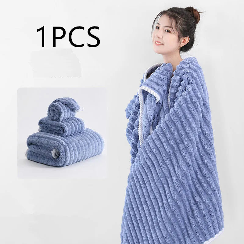 High quality jelly velvet absorbent coral velvet bath towel, household thickened non shedding plush set bathrobe