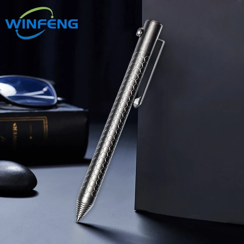 Bolt Action Titanium Alloy Tactical Pen Business Signature Pen Student Stationery Emergency Glass Breaker Self Defense Supplies