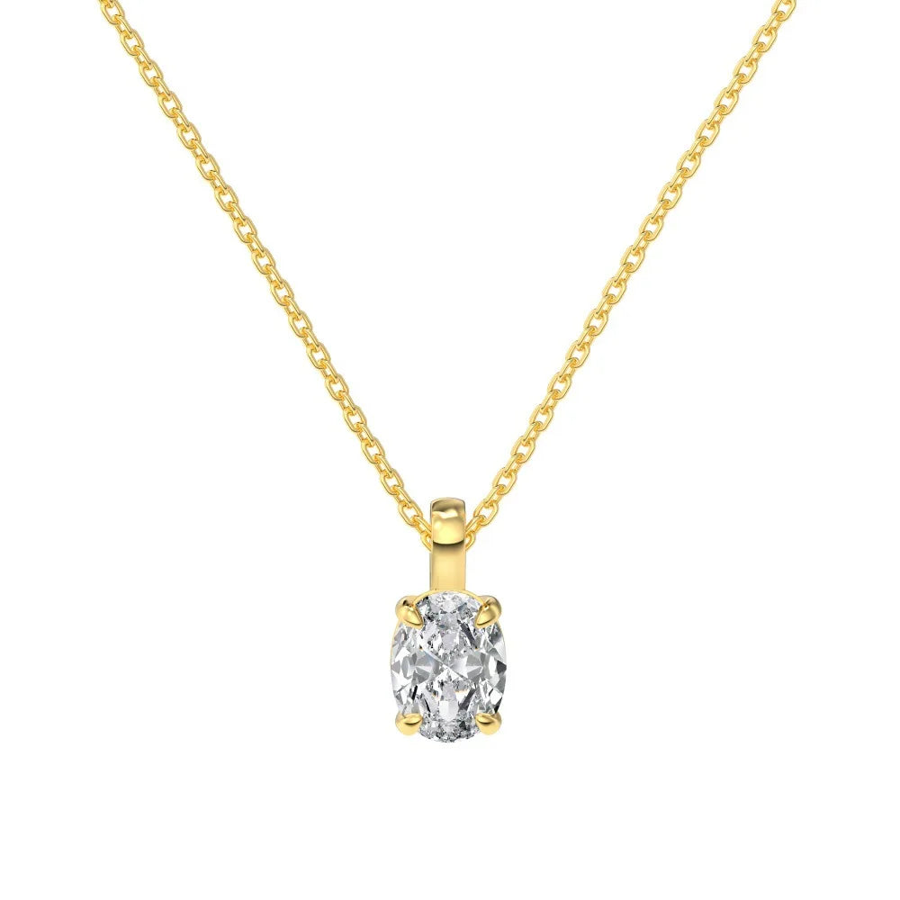 1.5carat Oval Cut Moissanite Diamond Pendant Necklace for Women 925 Sterling Silver Plated 18k Yellow/White Gold Neck Chain