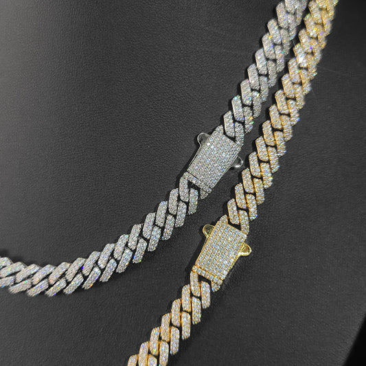 Wholesale 8Mm Hip Hop Jewelry 2 Rows Thin Cuban Link Chains Cubic Zirconia Iced Out Argenteous For Girl Cuban Necklaces Men