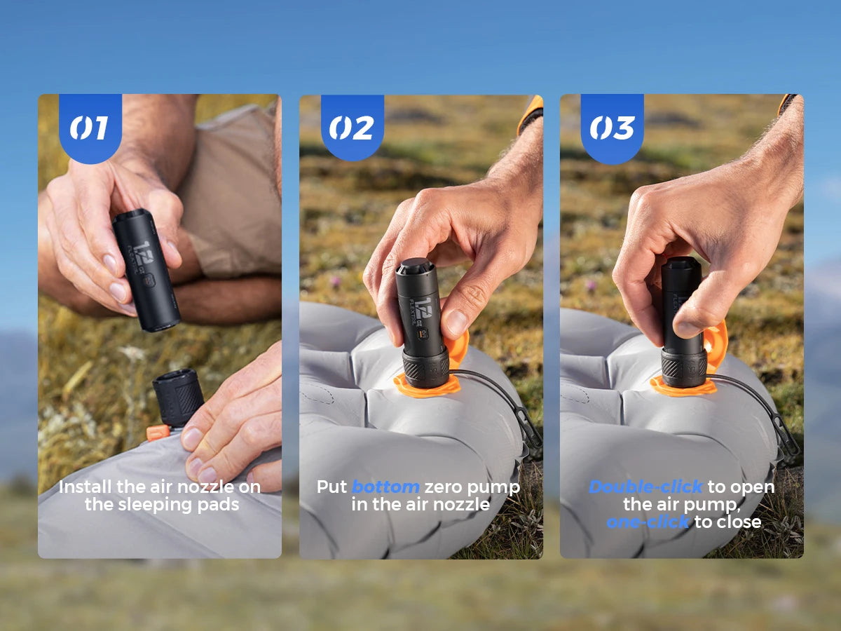 FLEXTAILGEAR ZERO PUMP Portable Camping Air Pump Electric Inflator for Sleeping Pads, 1 Rechargeable Battery Included