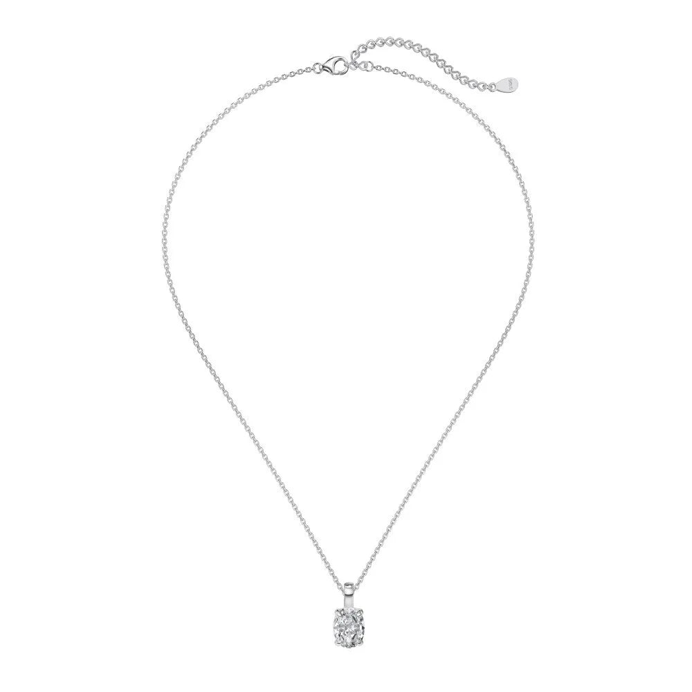 1.5carat Oval Cut Moissanite Diamond Pendant Necklace for Women 925 Sterling Silver Plated 18k Yellow/White Gold Neck Chain