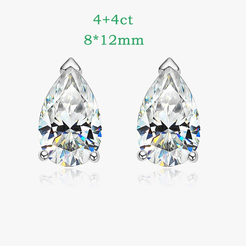 Smyoue 1CT 2CT 4CT Emerald/Radiant Cut Moissanite Stud Earrings for Women D Color Luxury Lab Diamond 925 Sterling Silver Jewelry