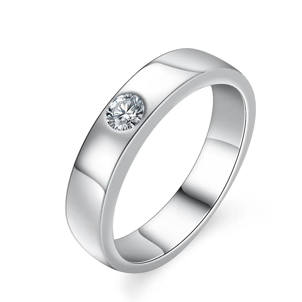 KNOBSPIN D VVS1 Moissanite Ring Solid 925 Sterling Silver Plated 18k White Gold with GRA Wedding Rings for Women Man Jewelry