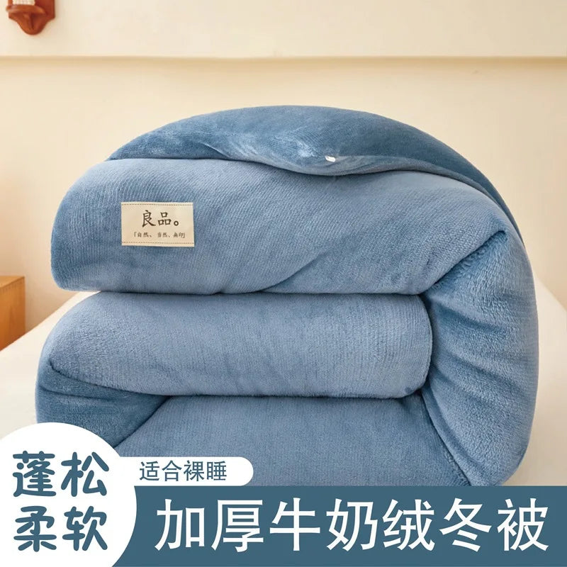 Thicken Lamb Double-faced Velvet Quilt Wool Super Warm Winter Comforter Students Dormitory Luxury Blanket Soft Quilt Duvets