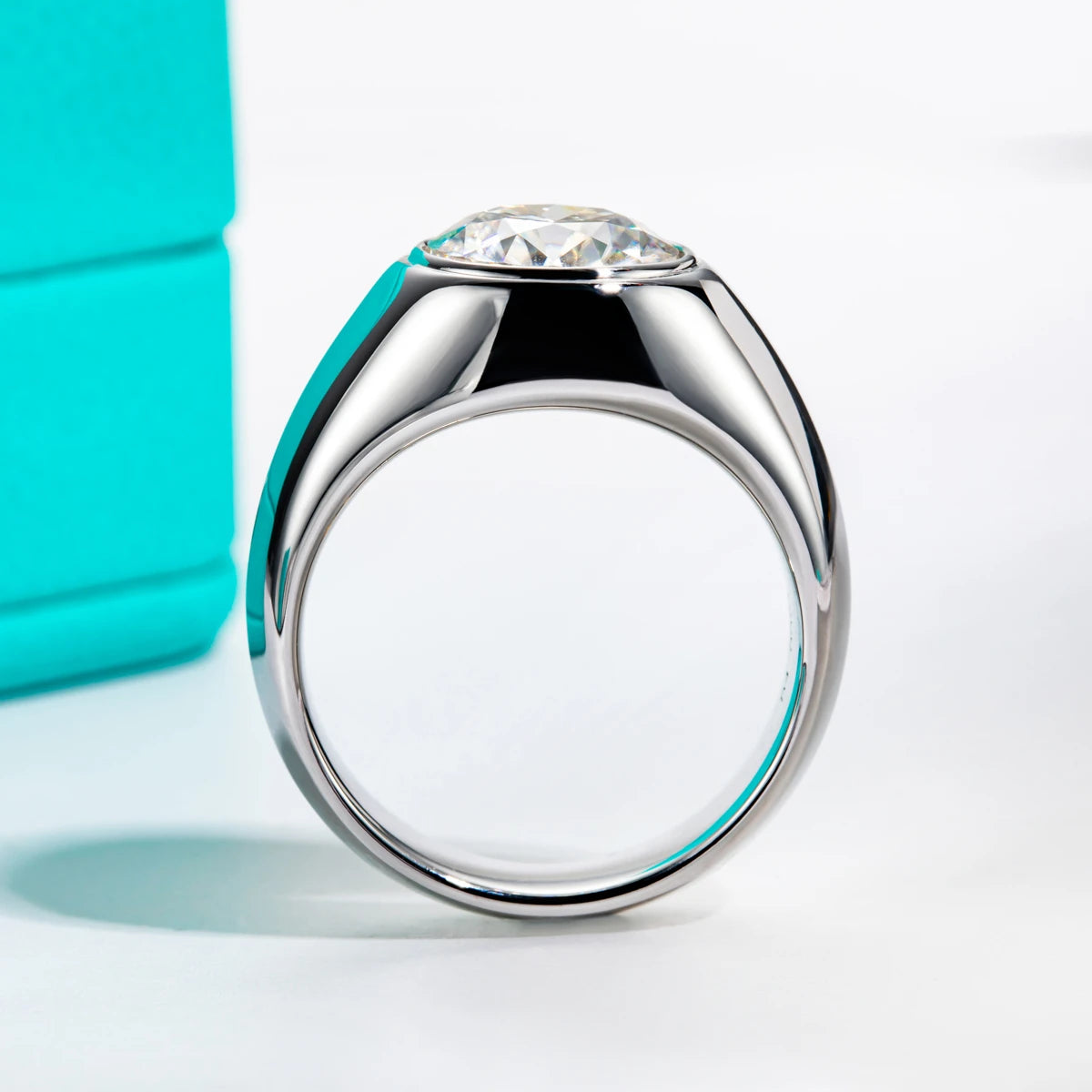 AnuJewel 4ct D Color Moissanite Men Rings 18K Gold Plated Silver Engagement Bezel Rings For Men Factory Jewelry Wholesale